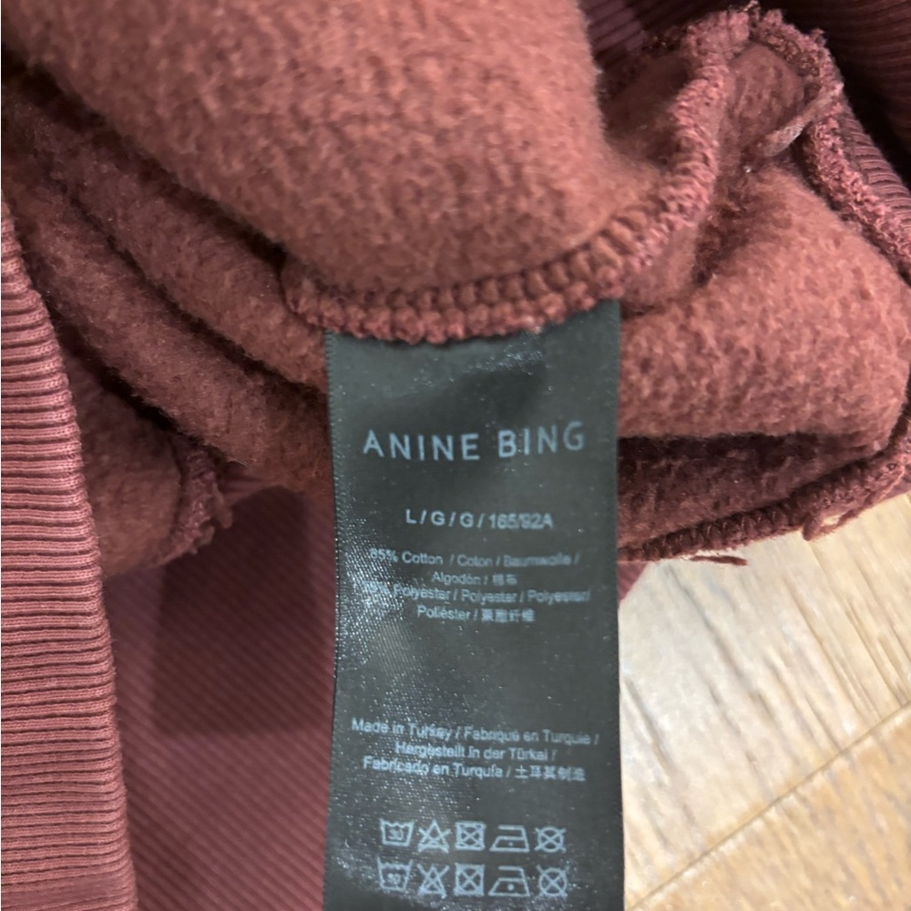 Anine Bing Bradie Sweatshirt in Deep Burgundy Sz L - Picture 7 of 11